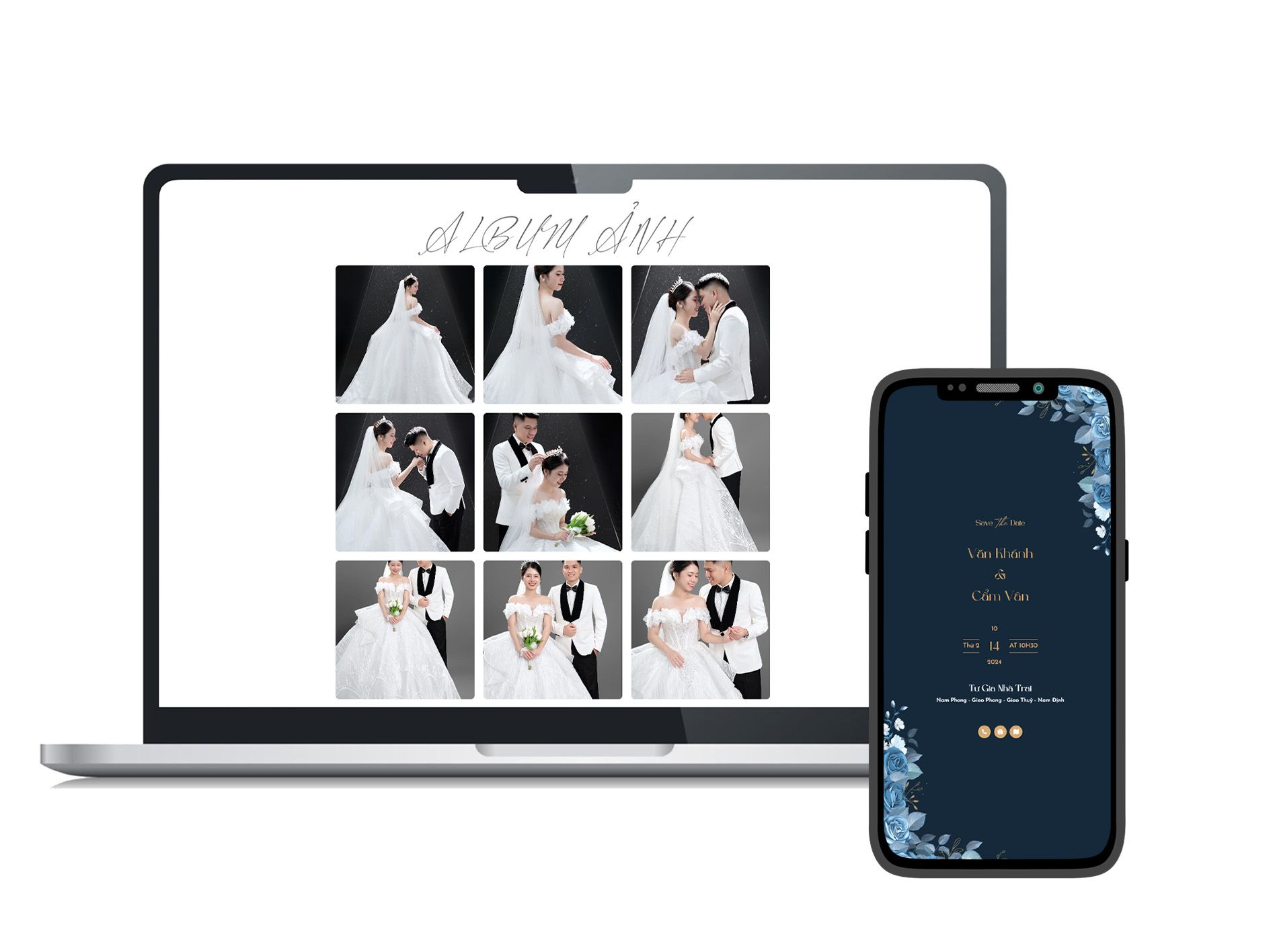 Mẫu thiệp Xanh luxury – Văn Khánh & Cẩm Vân